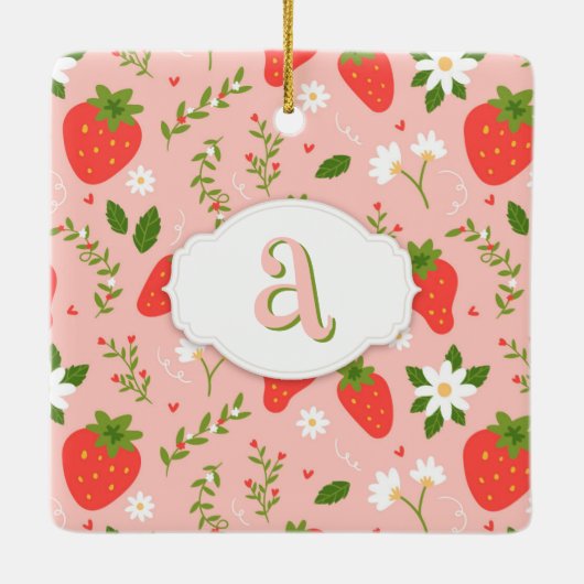Schattige Strawberry Pattern Ornament (Achterkant)