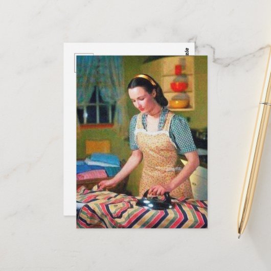 schattige  strijkster briefkaart (Voorkant / Achterkant in situ)