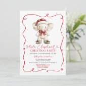 Schattige strik Witte Olifant Kerstfeest Uitwissel Kaart (Staand voorkant)