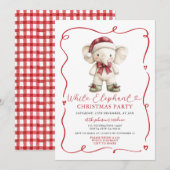 Schattige strik Witte Olifant Kerstfeest Uitwissel Kaart (Voorkant / Achterkant)