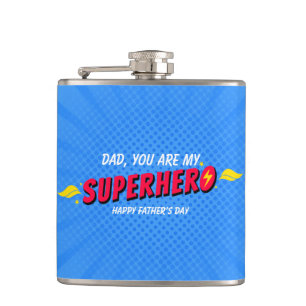 Schattige strip-superheld Vaderdag-fles Heupfles