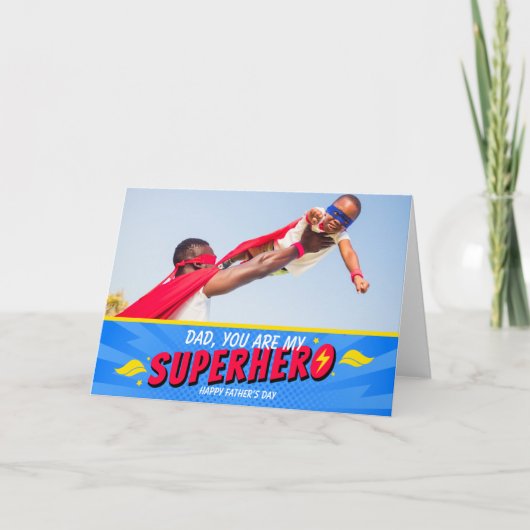 Schattige strip superheld vaderdag kaart (Voorkant)