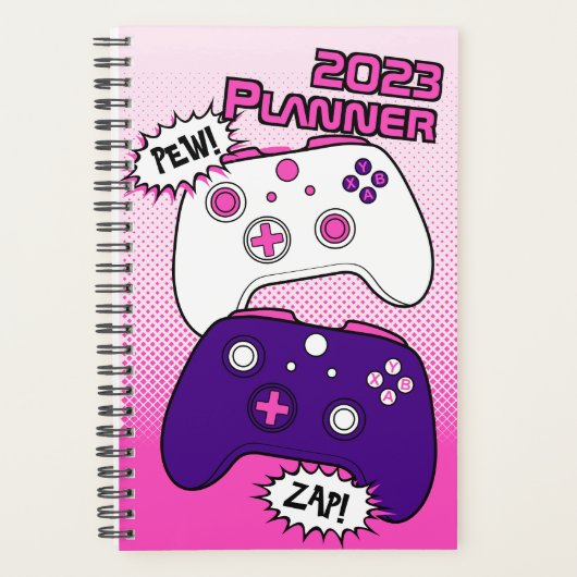 Schattige stripboek roze controller gamer meisje planner (Voorkant)