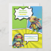 Schattige stripboek Turtles Superhero Boy Verjaard Kaart (Voorkant)