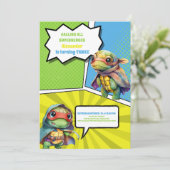 Schattige stripboek Turtles Superhero Boy Verjaard Kaart (Staand voorkant)