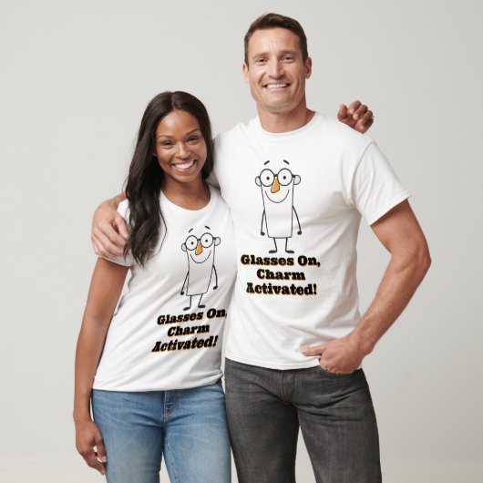 Schattige stripfiguur met bril t-shirt (Unisex)
