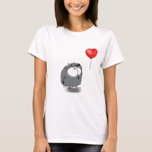 Schattige stripfiguur met rode hartballon t-shirt