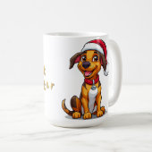 Schattige striphond met kerstmuts koffiemok (Voorkant rechts)