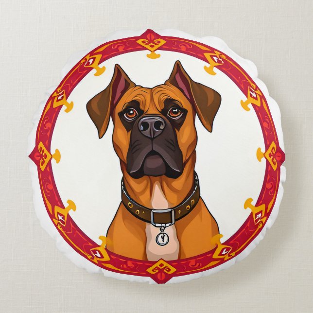 Schattige striphond rond kussen (Voorkant)