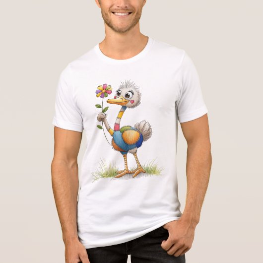 Schattige Struisvogel Tri-Blend Shirt (Voorkant)
