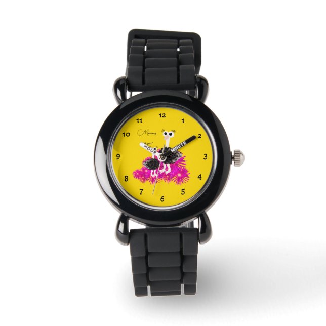 Schattige struisvogels  horloge (Voorkant)