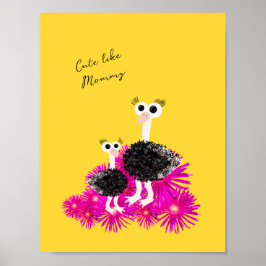 Schattige struisvogels  poster