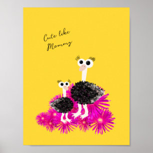 Schattige struisvogels poster