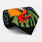 Schattige stutten Cartoon papegaai, palmleder, zwa Stropdas (Opgerold)