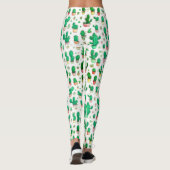 Schattige succulent groene cactus Waterverf patroo Leggings (Achterkant)