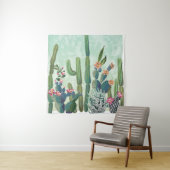 Schattige Succulenten: Vintage Cactus Patroon Wandkleed (In situ)