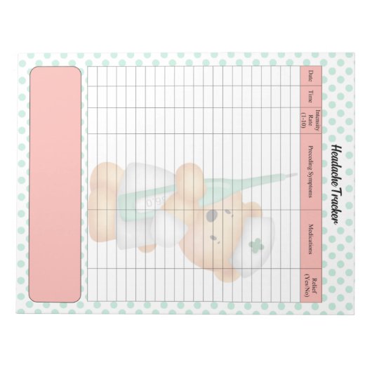 Schattige Sugar Beer Theme Hoofdpijn Tracker Notitieblok (Voorkant)