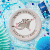 Schattige Sugar Glider Gepersonaliseerde cartoon V Papieren Bordje (Feest)