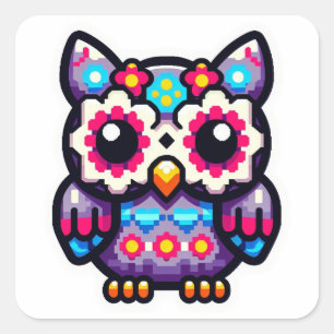 Schattige Sugar Owl, dag van de dode uil Vierkante Sticker