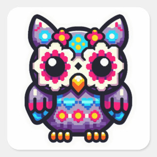 Schattige Sugar Owl, dag van de dode uil Vierkante Sticker