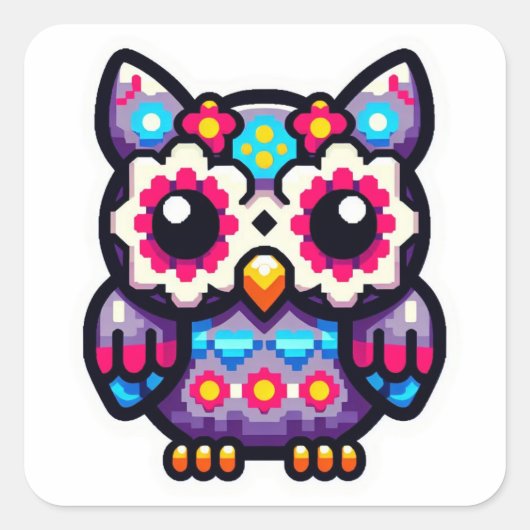 Schattige Sugar Owl, dag van de dode uil Vierkante Sticker (Voorkant)