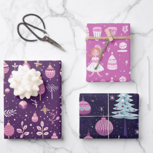 Schattige Sugar Plum Christmas Inpakpapier Vel