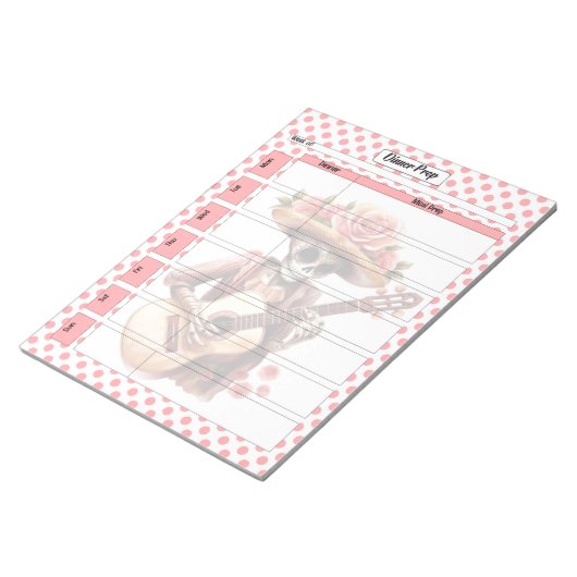 Schattige Sugar Skull Dinner Meal Prep Notitieblok (Schuin)