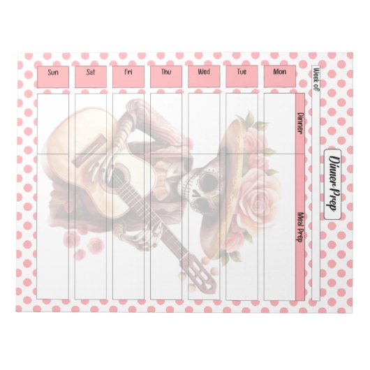 Schattige Sugar Skull Dinner Meal Prep Notitieblok (Voorkant)