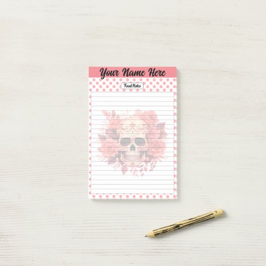 Schattige Sugar Skull Food Notes (Op bureau)