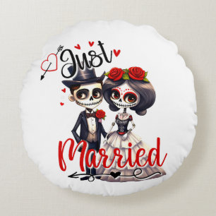 Schattige Sugar Skull Sierkussen Rond Kussen