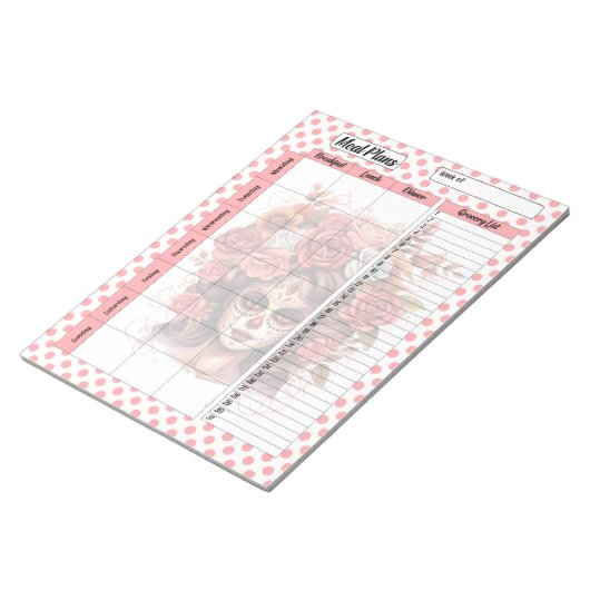 Schattige Sugar Skull Weekly Meal Plan Notitieblok (Schuin)