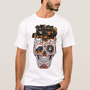schattige suiker schedel hond rottweiler schedel h t-shirt