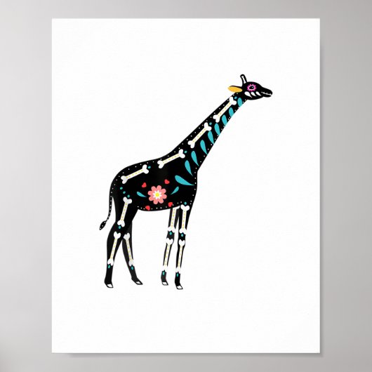 Schattige Suiker Schedel Mexicaanse Giraffe Hallow Poster (Voorkant)