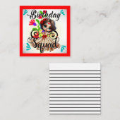 Schattige Suiker Schedel Verjaardag Notitiekaartje (Voorkant / Achterkant)