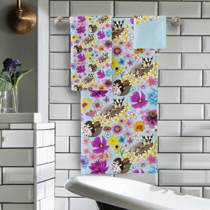 Schattige Suikereekhoorn Tropische Plumeria Bloeme Bad Handdoek