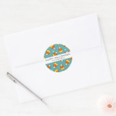 Schattige suikermaïs tekenpatroon | Jouw namen toe Ronde Sticker (Envelop)