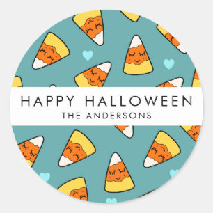 Schattige suikermaïs tekenpatroon   Jouw namen toe Ronde Sticker