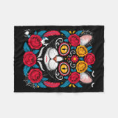 Schattige suikerschedel Mexicaanse kat Halloween D Fleece Deken (Voorkant (Horizontaal))