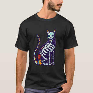 Schattige suikerschedel Mexicaanse kat Halloween D T-shirt