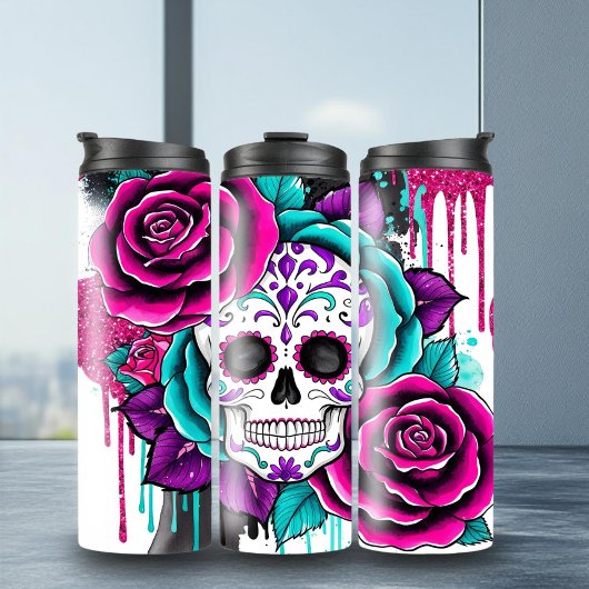 Schattige suikerschedel thermosbeker