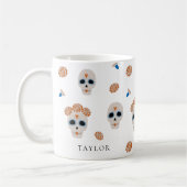 Schattige suikerschedelpatroon | Modern Halloween Koffiemok (Links)