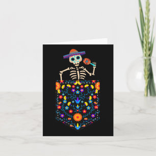 Schattige suikerschedelskelet in zakje Mexican Cin Kaart