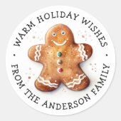 Schattige sullige peperkoek man warme winterwensen ronde sticker (Voorkant)