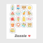 Schattige Summer Beach Fun Illustration Collectie Sticker (Vel)