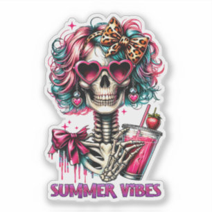 Schattige Summer Vibes skelet Sticker