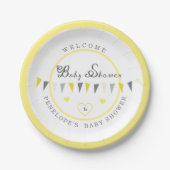 Schattige Sunny Elegance Bunting Baby shower Papieren Bordje (Voorkant)