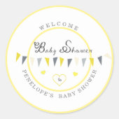Schattige Sunny Elegance Bunting Baby shower Ronde Sticker (Voorkant)