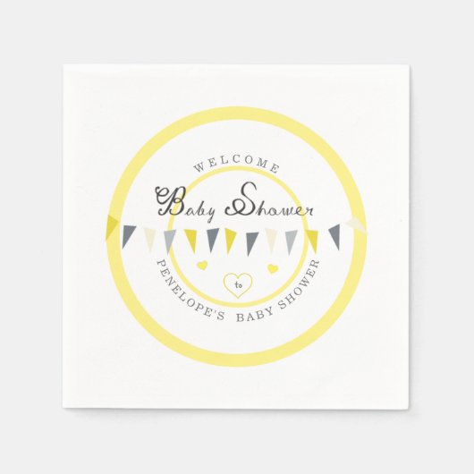 Schattige Sunny Elegance Bunting Baby shower Servet (Voorkant)