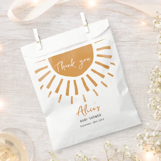 Schattige Sunshine Boho Baby shower Bedankzakje (Geknipt)