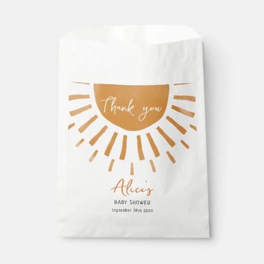 Schattige Sunshine Boho Baby shower Bedankzakje (Voorkant)